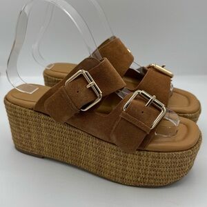 Marc Fisher LTD  Palery Suede Platform Sandals Slip On Espadrille Size 7 Resort